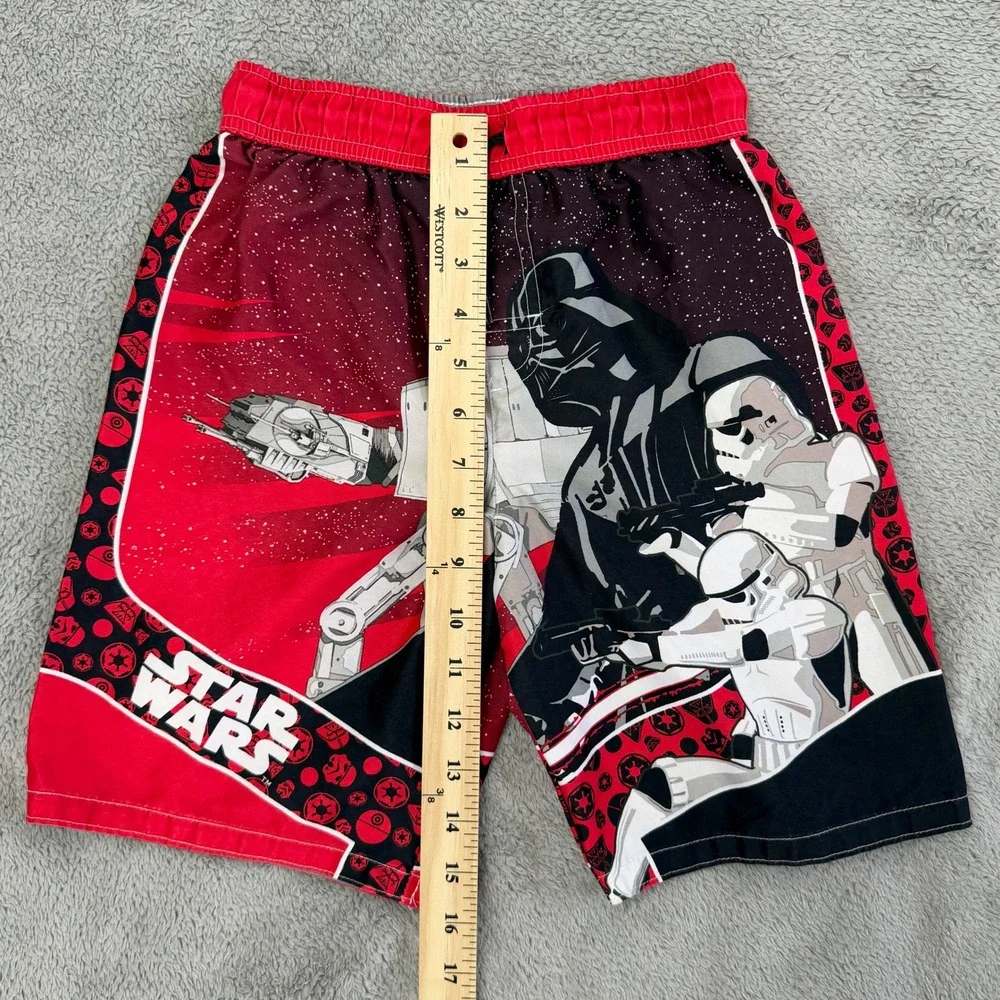 Star Wars Swim Trunks Boys 8 Red Darth Vader Stormtrooper Board Shorts